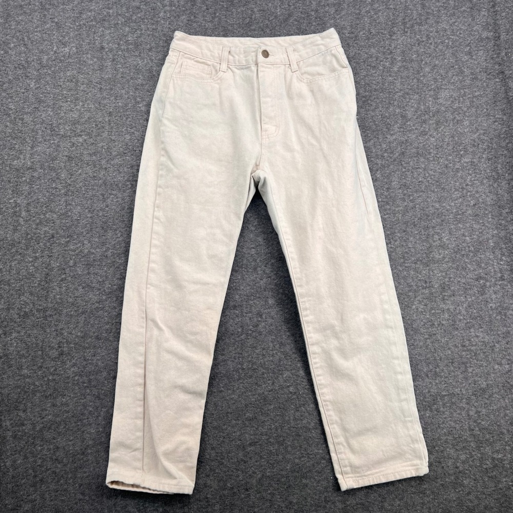 Selly's Cream High Waisted Straight Leg Cotton Denim Jeans 19D-IPT005‎ Korea 77